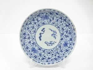 古伊万里　染付　花唐草　七寸皿